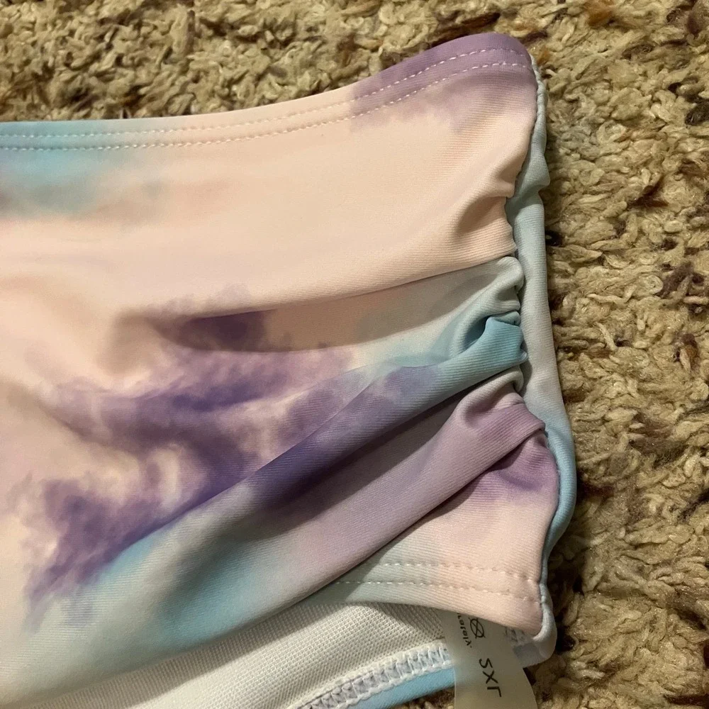 Tie Dye Pink Blue Purple‎ Roushed Bikini Swimsuit Bottoms Women's 2XL